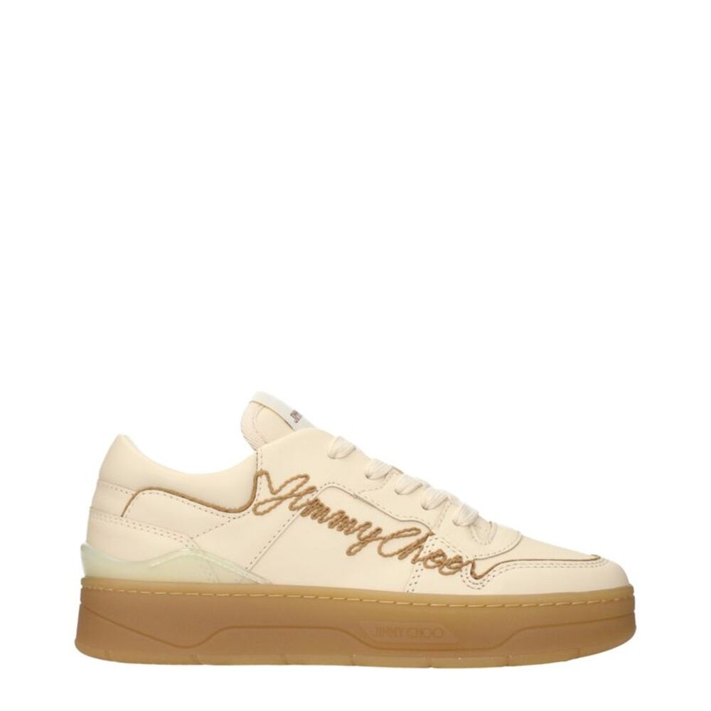 Jimmy Choo Beige Leather Low Top Women's Sneakers